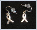 Ribbon sterling silver earrings sold to raise money for Cancer Reaseach in Canada